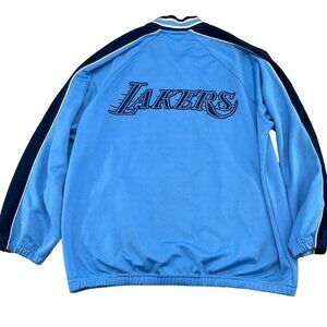 USG‎ NBA Jacket Men Medium Blue LA LAKERS Spell Out Colorblock Zip Y2K VTG